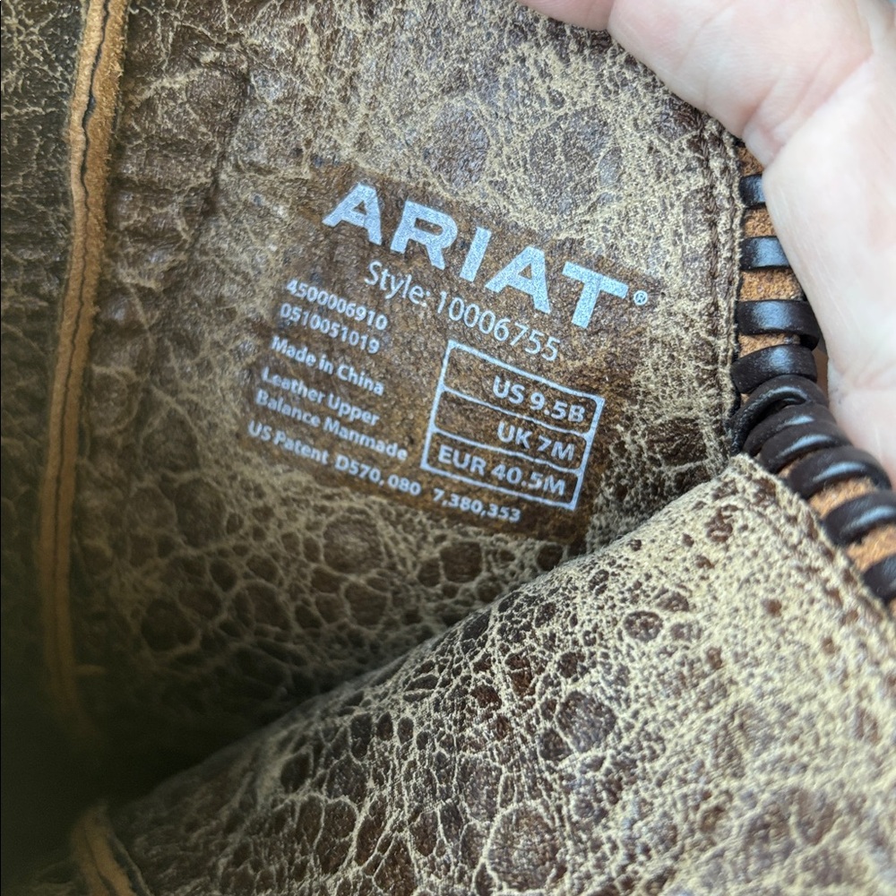 Ariat Leather Western Boots – Brown with Scroll Stitching - Picture 4 of 8